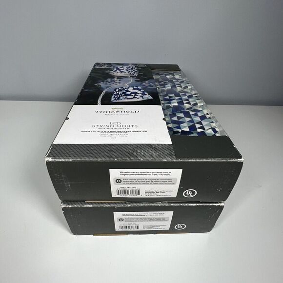 NEW Set Of 2 Threshold Blue Triangles String Lights 10ct Outdoor Patio Party - Picture 5 of 5